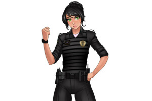 arte, Formato, menina, Ícone, polícia, o colete, uniforme