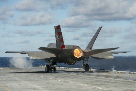 Bombardier, plate-forme, F-35C, Combattant, mer, la montée