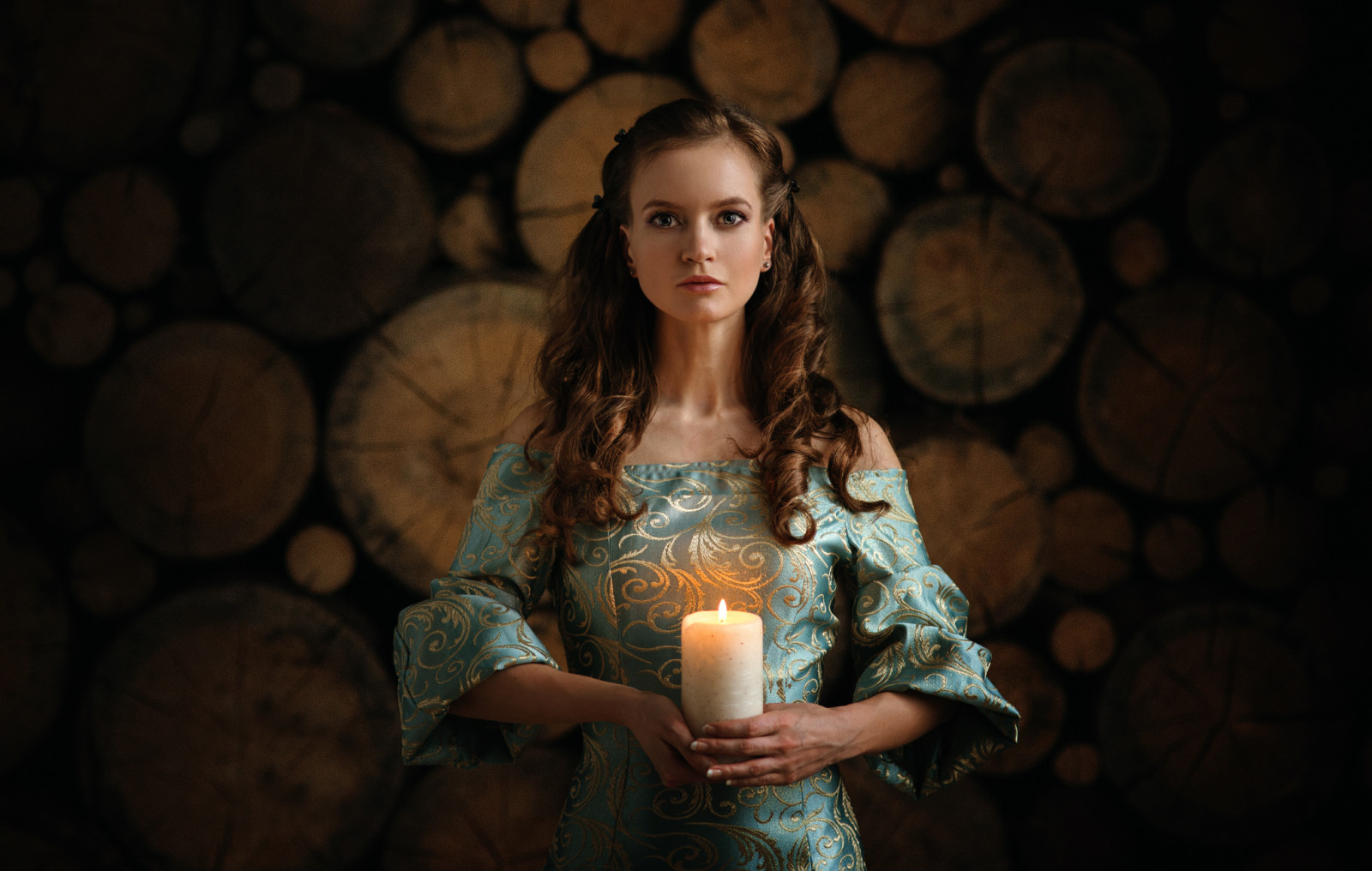 bokeh, girl, dress, candle, Dennis Drozhzhin, Anabel