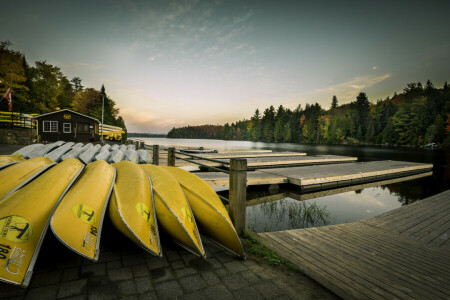 boot, Kanovaren, Woud, Greg Stevenson, huis, meer, Jachthaven, fotograaf