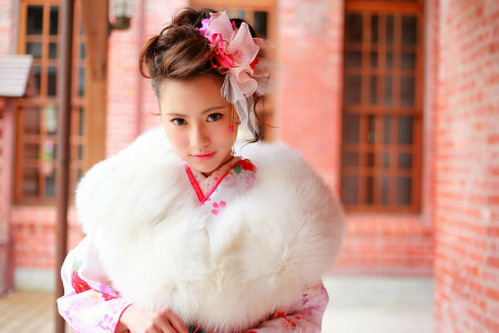 asian, decoration, face, fur, look, style