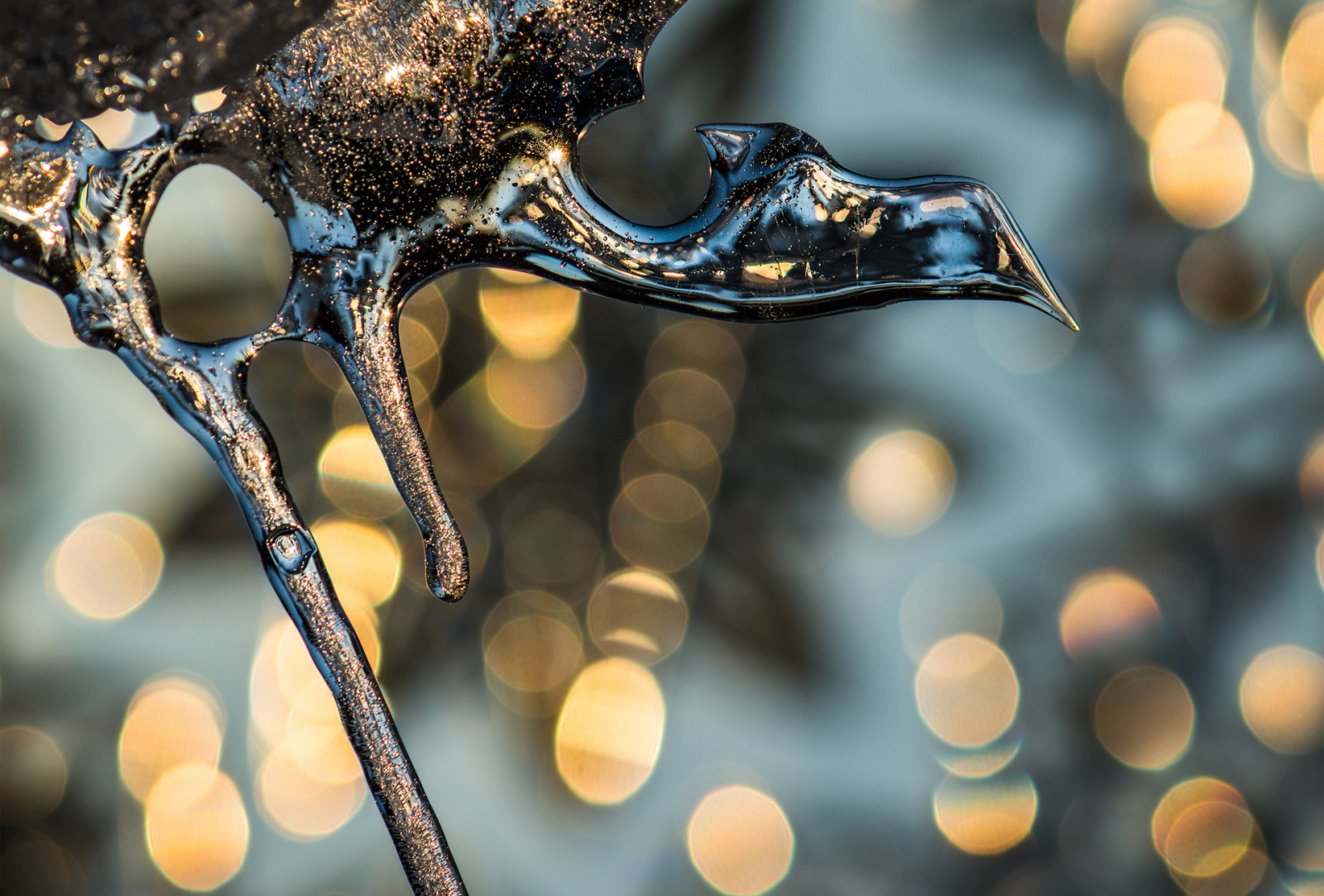 bokeh, ice, figure, focus, bubbles, icicles