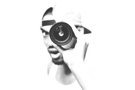 eyes, hand, hat, lens, lips, looking, male