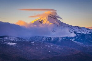 nube, Mesina, Montaña, nieve, arboles, invierno