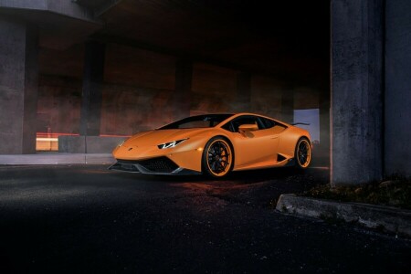 Couleur, foncé, De face, Huracan, Lamborghini, LP610-4, Orange, supercar