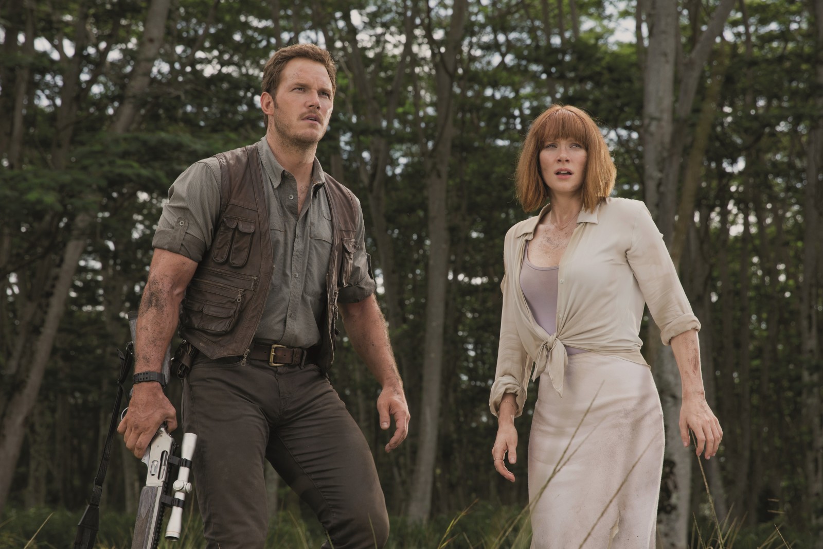 ramme, våben, Fiktion, jungle, Chris Pratt, Jurassic verden, Bryce Dallas Howard