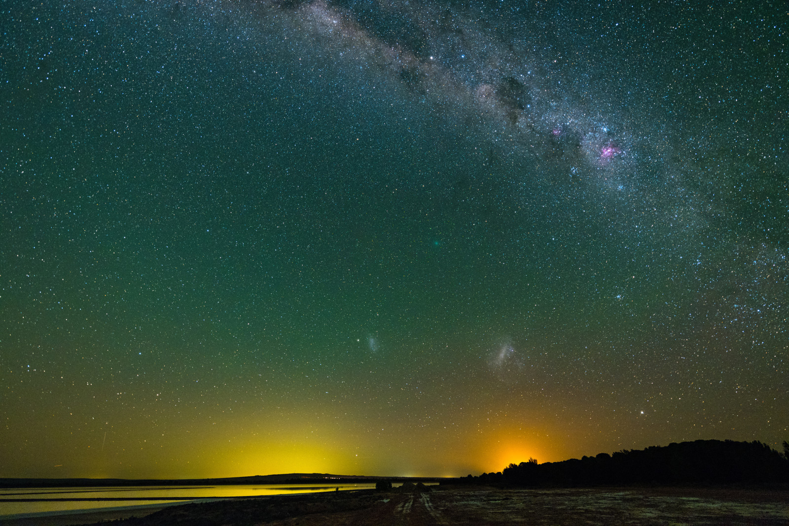 panorama, espacio, estrellas, la vía Láctea