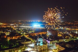 Kaunas, Litauen, natt, byen