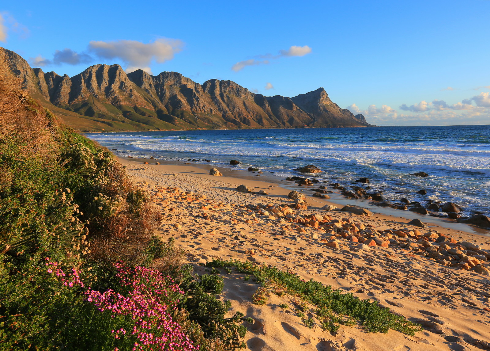 steiner, hav, bergarter, kyst, sand, Sør-Afrika, Berg