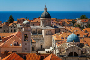 Adriatiska havet, byggnad, katedral, Kyrka, kroatien, Dubrovnik, Luza-torget, tak