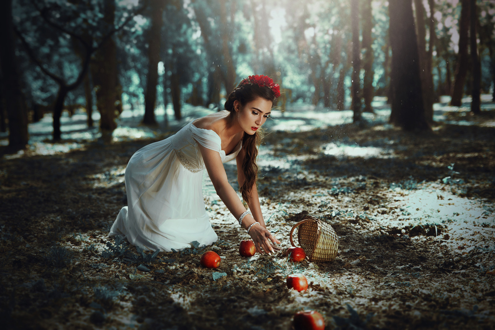 nature, girl, apples