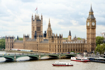 Bridge, England, London, river, ships