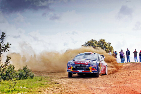 Citroen, giorno, DS3, Polvere, Macchina, persone, Rally, slittata