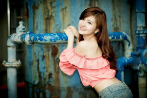 asian, girl, look, mood, smile