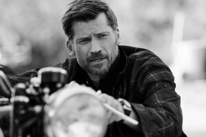 actor, black and white, Blair Getz Mezibov, bokeh, Nikolaj Coster-Waldau, photo