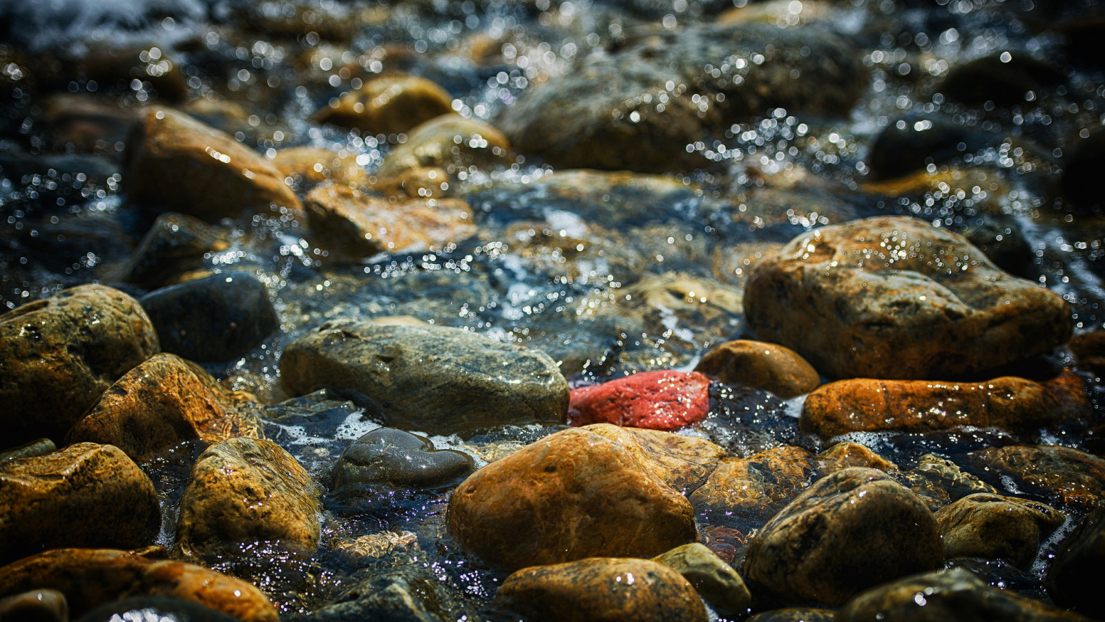 берег, крупная галька, камни, море, Сияние, воды, покрасить