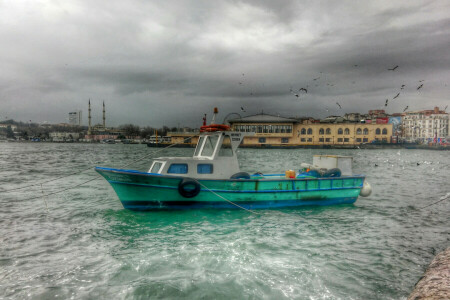 barco, HDR, foto, rio, navio