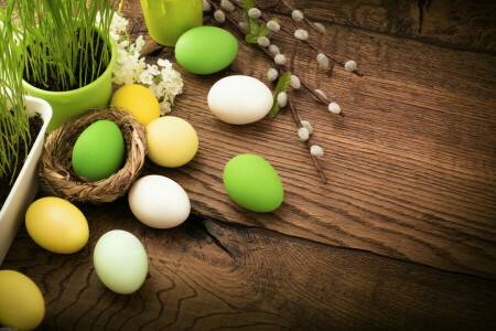 decoration, Easter, eggs, flowers, grass, happy, spring