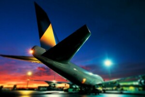 747, aéroport, Boeing, lumières, nuit, l'avion