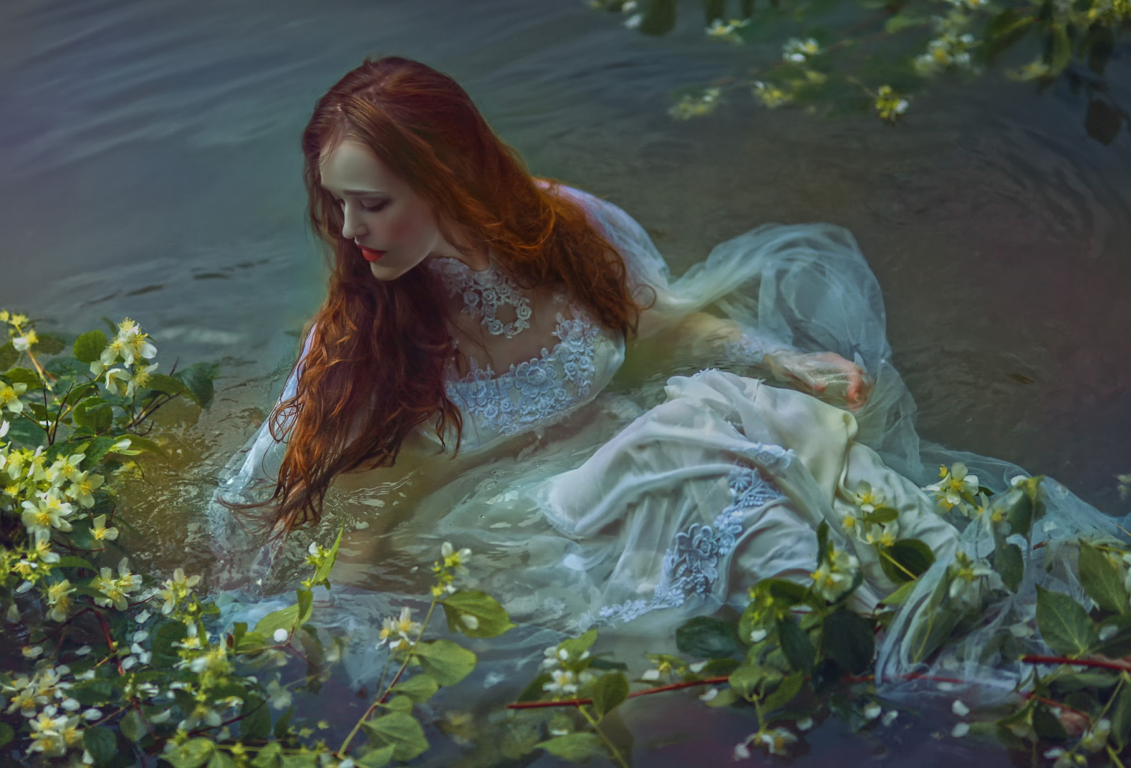 fille, fantaisie, art, dans l'eau, Agnieszka Lorek, Sauve-moi, Olivia Styczyńska