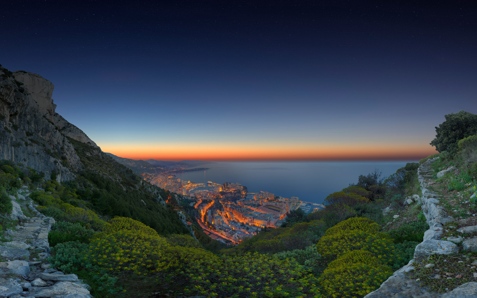 L'océan, panorama, côte, Monaco