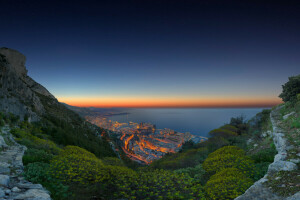 coast, Monaco, panorama, The ocean