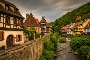 Francia, casa, Kaysersberg, paesaggio, comune, fiume