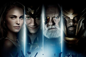 Anthony Hopkins, tegneserie, Hejmdal, Idris Elba, Jane Foster, Loke, Natalie Portman, Odin