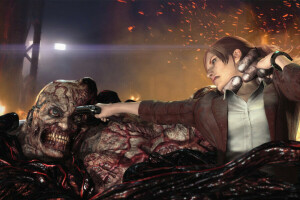 battle, Capcom, capture, Claire redfield, Fight, fire, girl, gun