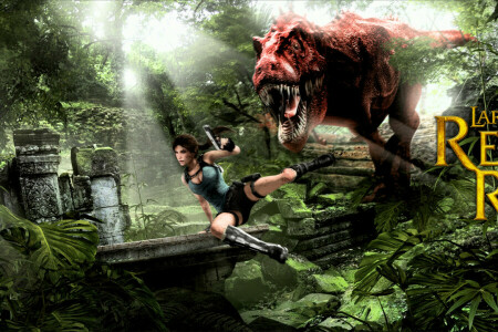 dinosauro, ragazza, giungla, Lara Croft, T. rex, Tomb Raider