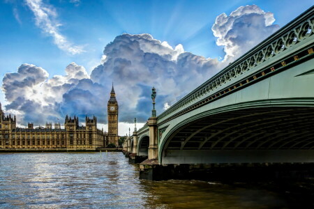 Ponte, HDR, Londres, rio, a cidade