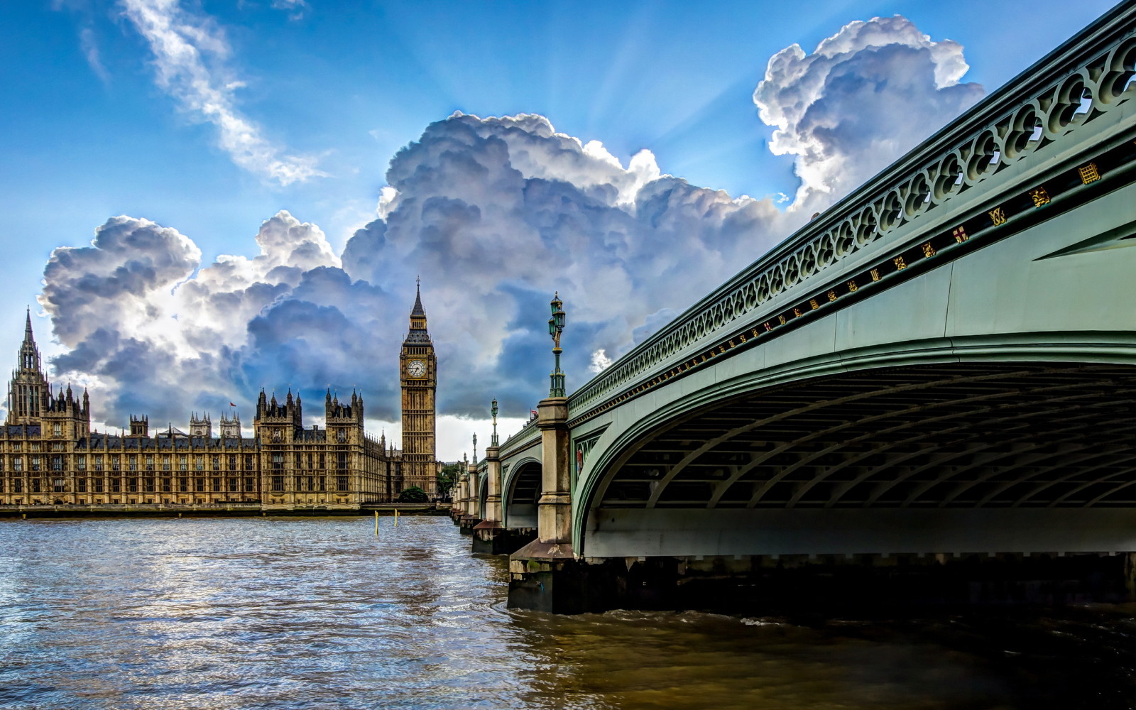 la ciudad, río, Puente, HDR, Londres