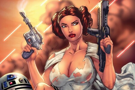 Blaster, chest, Fan Art, girl, Leia, Leia Organa, Princess Leia, R2-D2