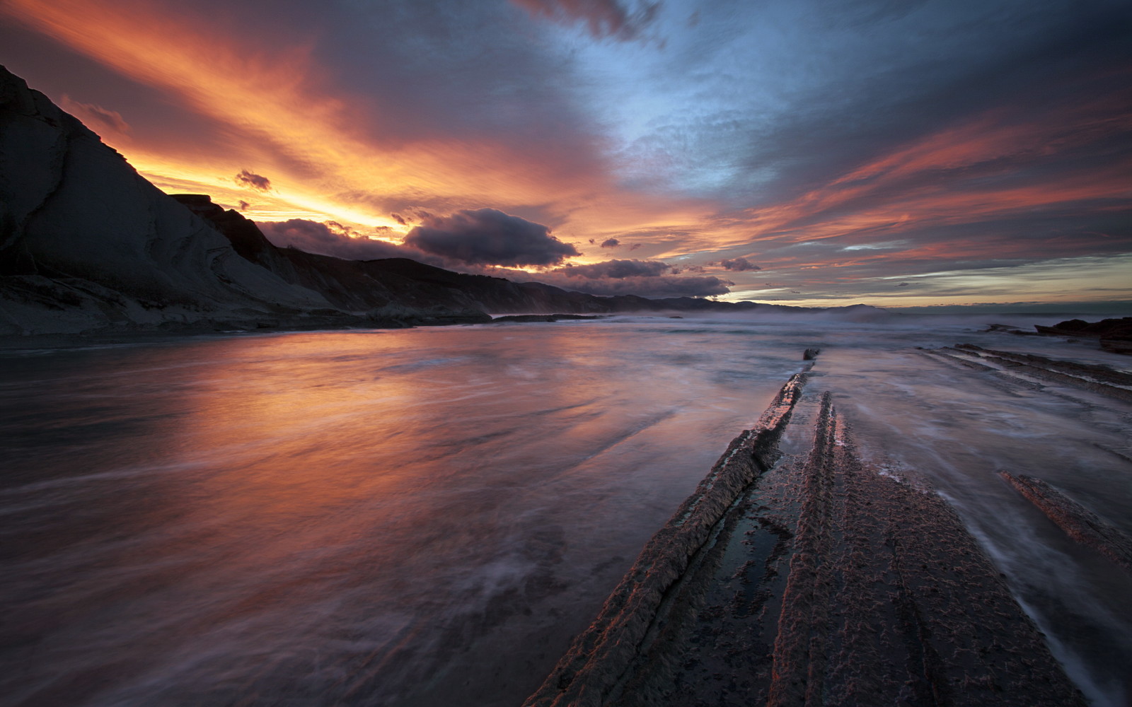 puesta de sol, paisaje, mar