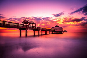 amanecer, horizonte, paisaje, atravesar, El océano