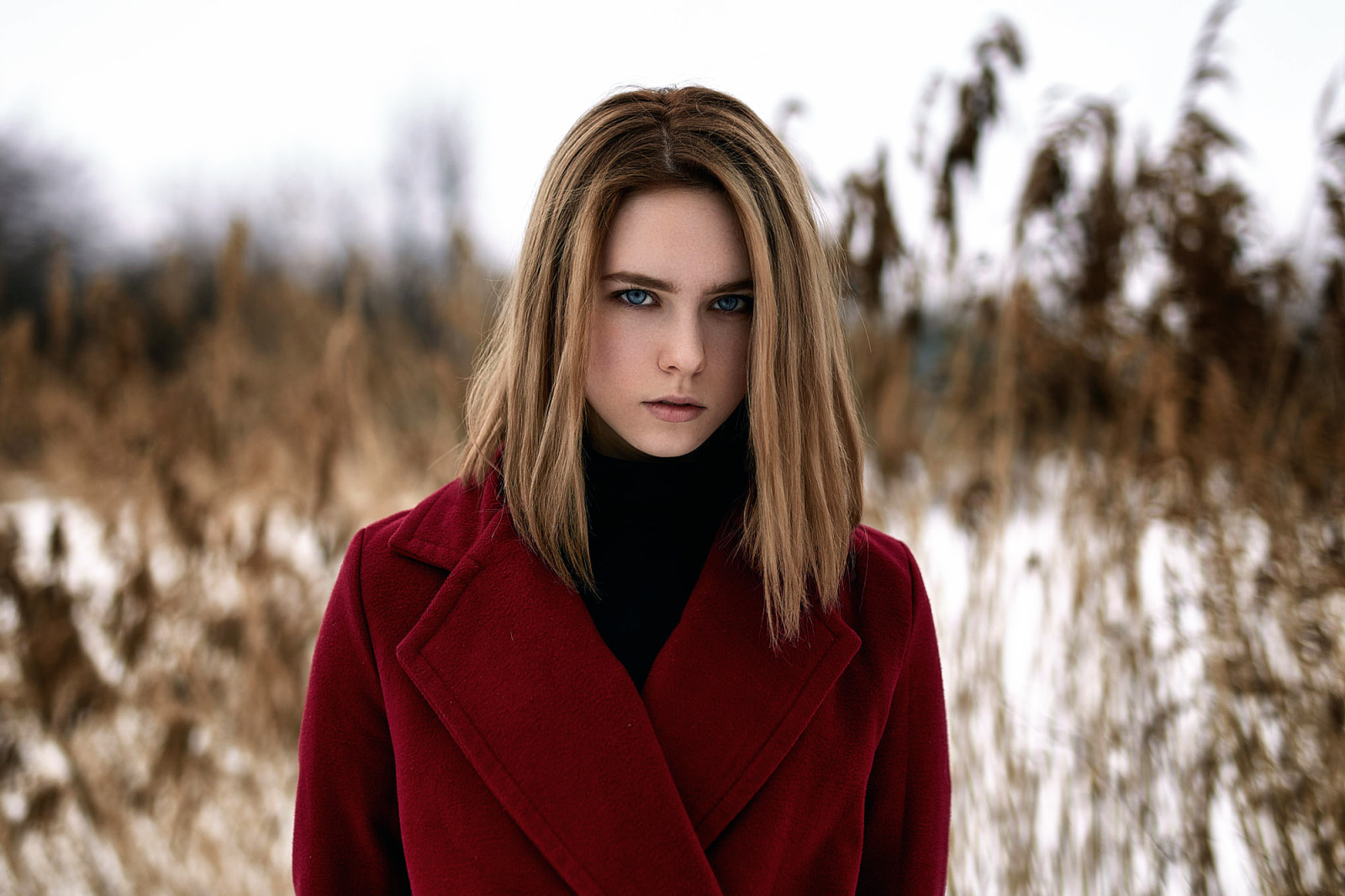 girl, portrait, coat, the beauty, Lika