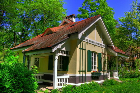 Tyskland, grønt, Hamburg, hus, bilde, byen, trær