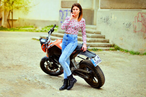 rower, Bułgaria, moda, dziewczyna, Ikoseomer, KTM, Model, motocykl