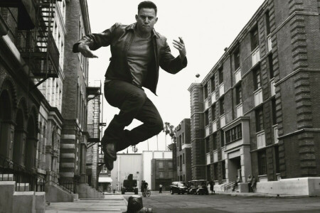 acteur, noir et blanc, Channing Tatum, Cadre, Accueil, sauter, Norman Jean Roy, photo