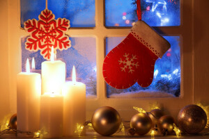 kaars, Kerstmis-, decoratie, lantaarn, licht, Vrolijk, Nieuwjaar, sneeuw