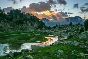 paesaggio, montagne, il cielo