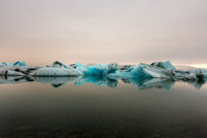 hielo, Icebergs, Islandia, paisaje, naturaleza, nieve, El océano