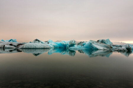 is, Isbjerge, Island, landskab, natur, sne, Havet