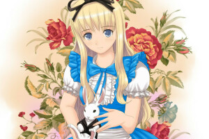 Alice, art, girl, rabbit, Wonderland, xiao lian