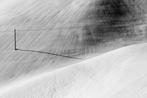 field, power lines, snow, winter