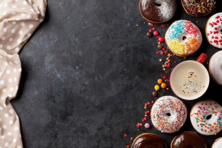 coffee, donuts, glaze