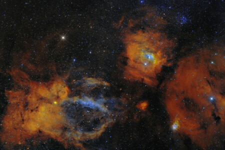 M52, nebuloasă, SH2-157, spaţiu