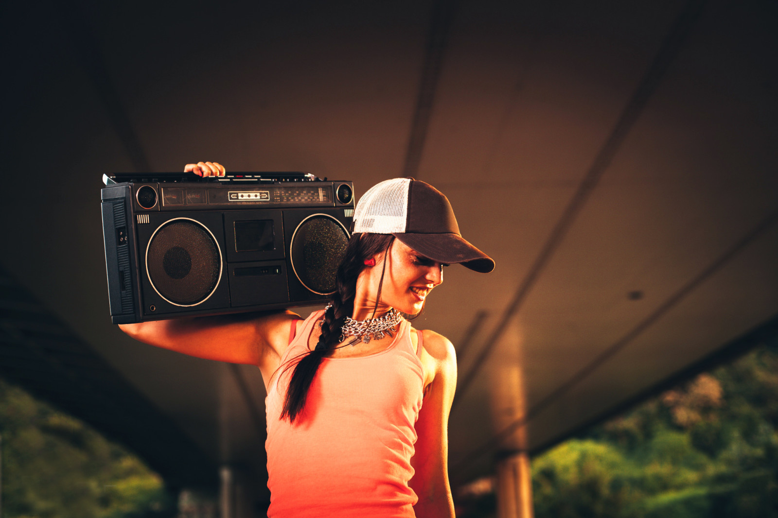 niña, cinta, Mujer hip hop