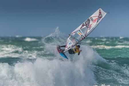 Board, sail, sailing, sea, squirt, wave, Windsurfing