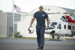 Dwayne Johnson, Błąd San Andreas, Formularz, rama, okulary, Hangar, śmigłowiec, kask